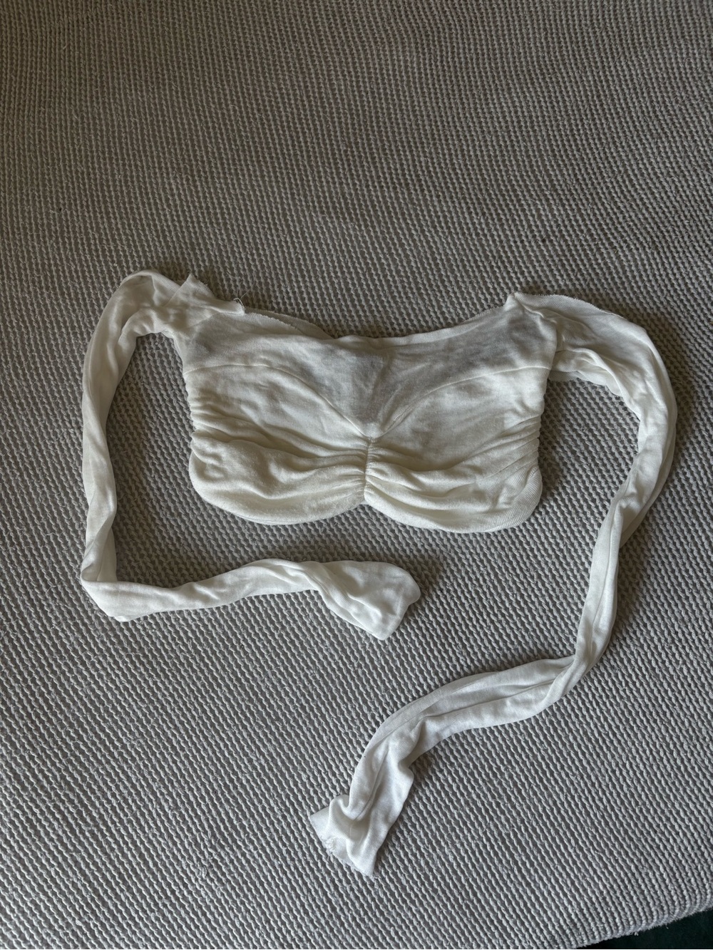 White Ruched Long-Sleeve Crop Top